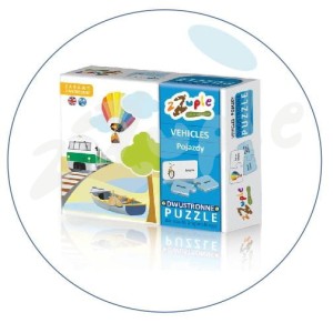 Pojazdy. Dwustronne puzzle do nauki angielskiego