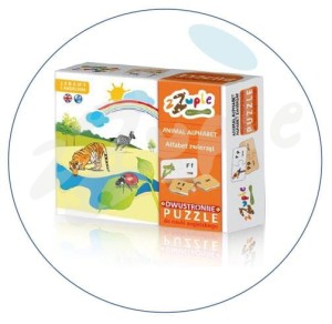 Alfabet Zwierząt. Dwustronne puzzle do nauki angielskiego