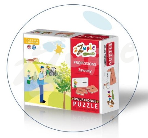 Zawody. Dwustronne puzzle do nauki angielskiego